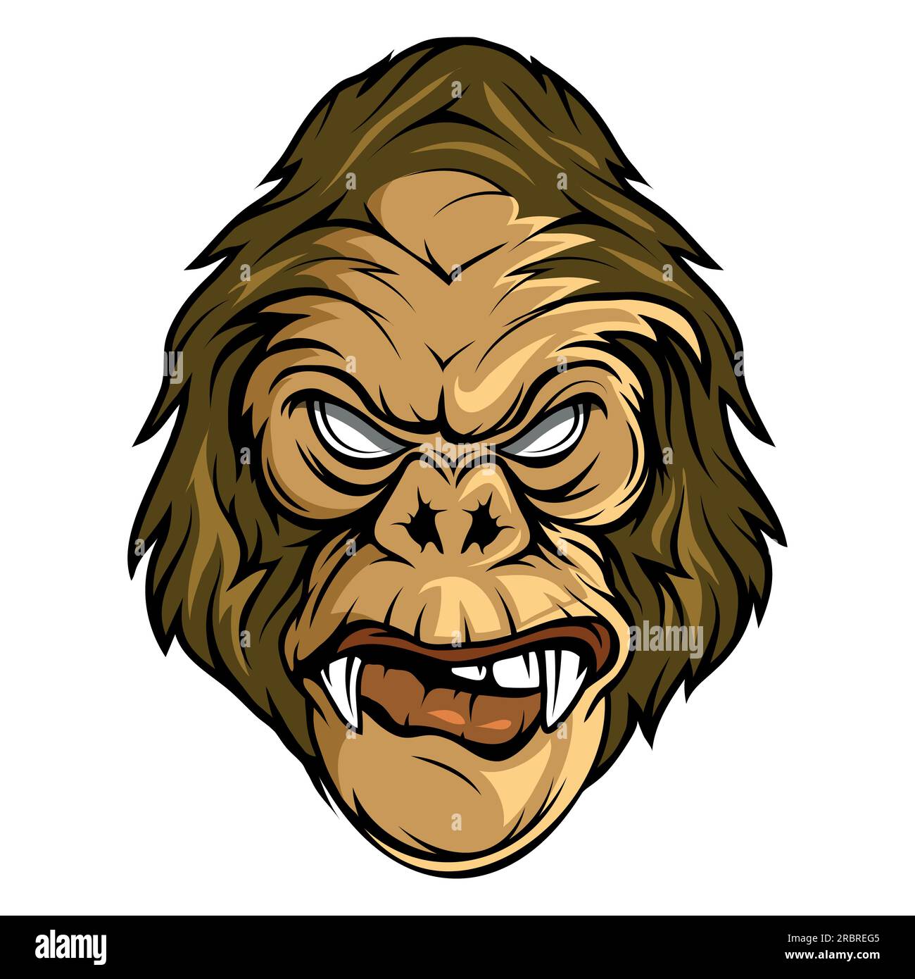 Gorilla. Illustrazione vettoriale dei primati. testa di gorilla arrabbiata Illustrazione Vettoriale