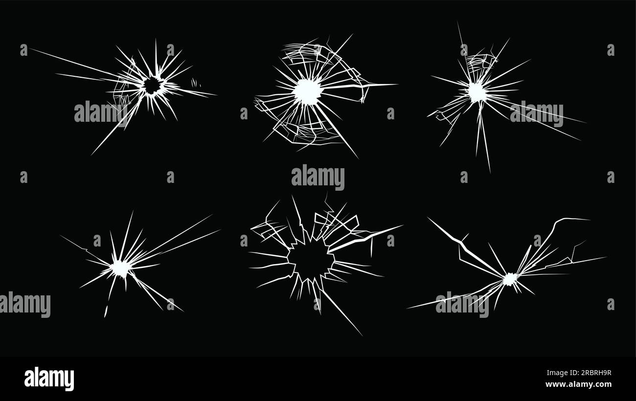 Set di icone in vetro rotto Illustrazione Vettoriale