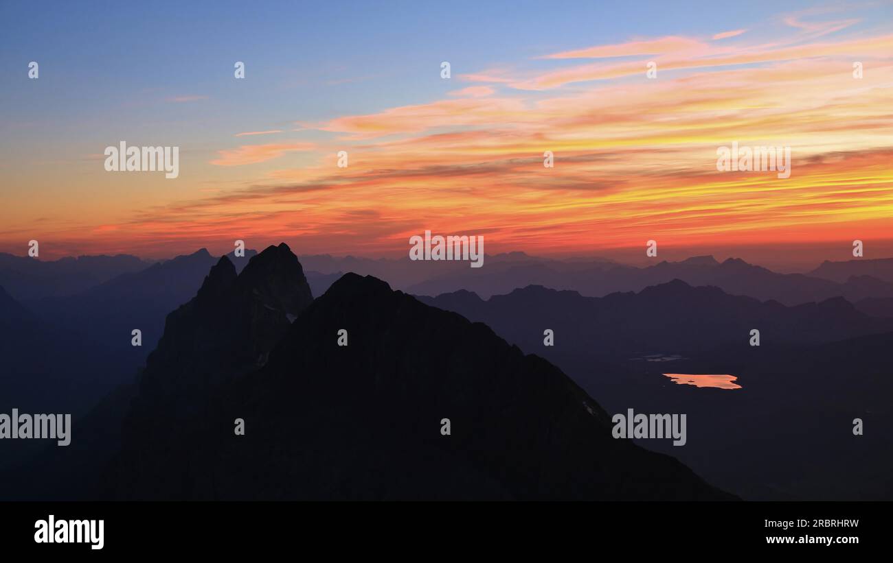 Vista del tramonto dal Monte Titlis Foto Stock