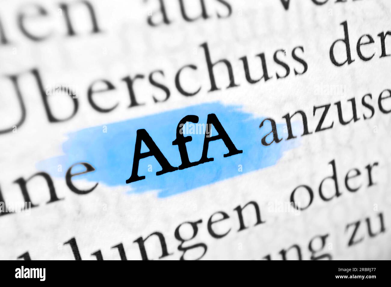 AFA è la parola tedesca per ammortamento. Utilizzato nella contabilità Foto Stock