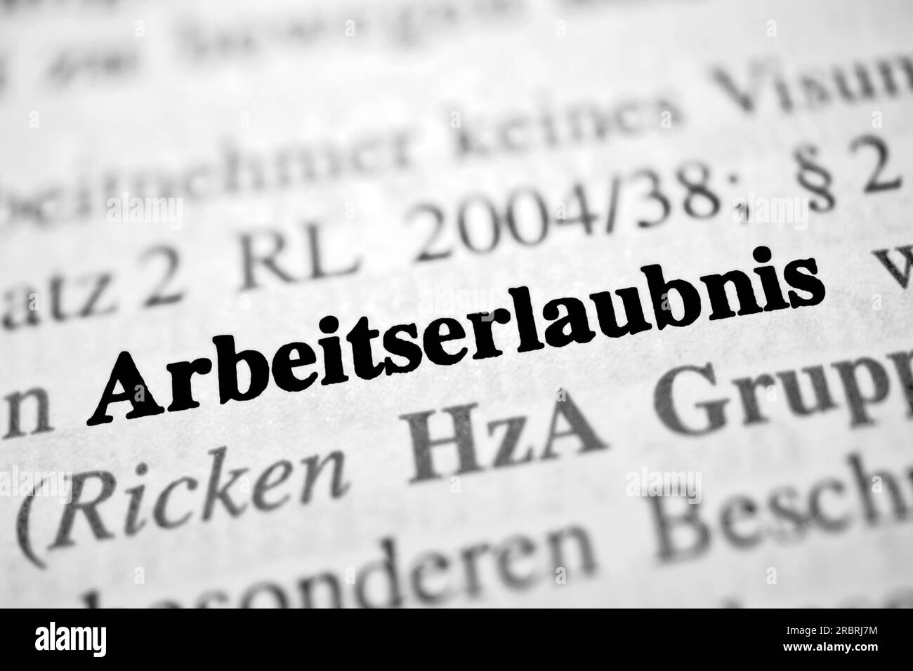 Arbeitserlaubnis è la parola tedesca per il permesso di lavoro Foto Stock