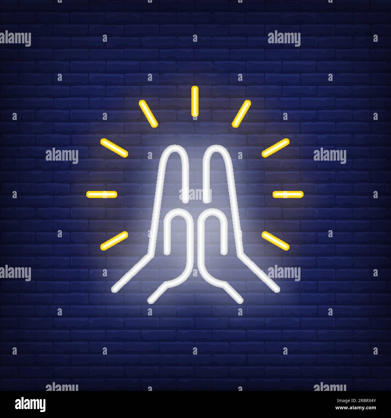 Brillante gesto Namaste segno neon Illustrazione Vettoriale