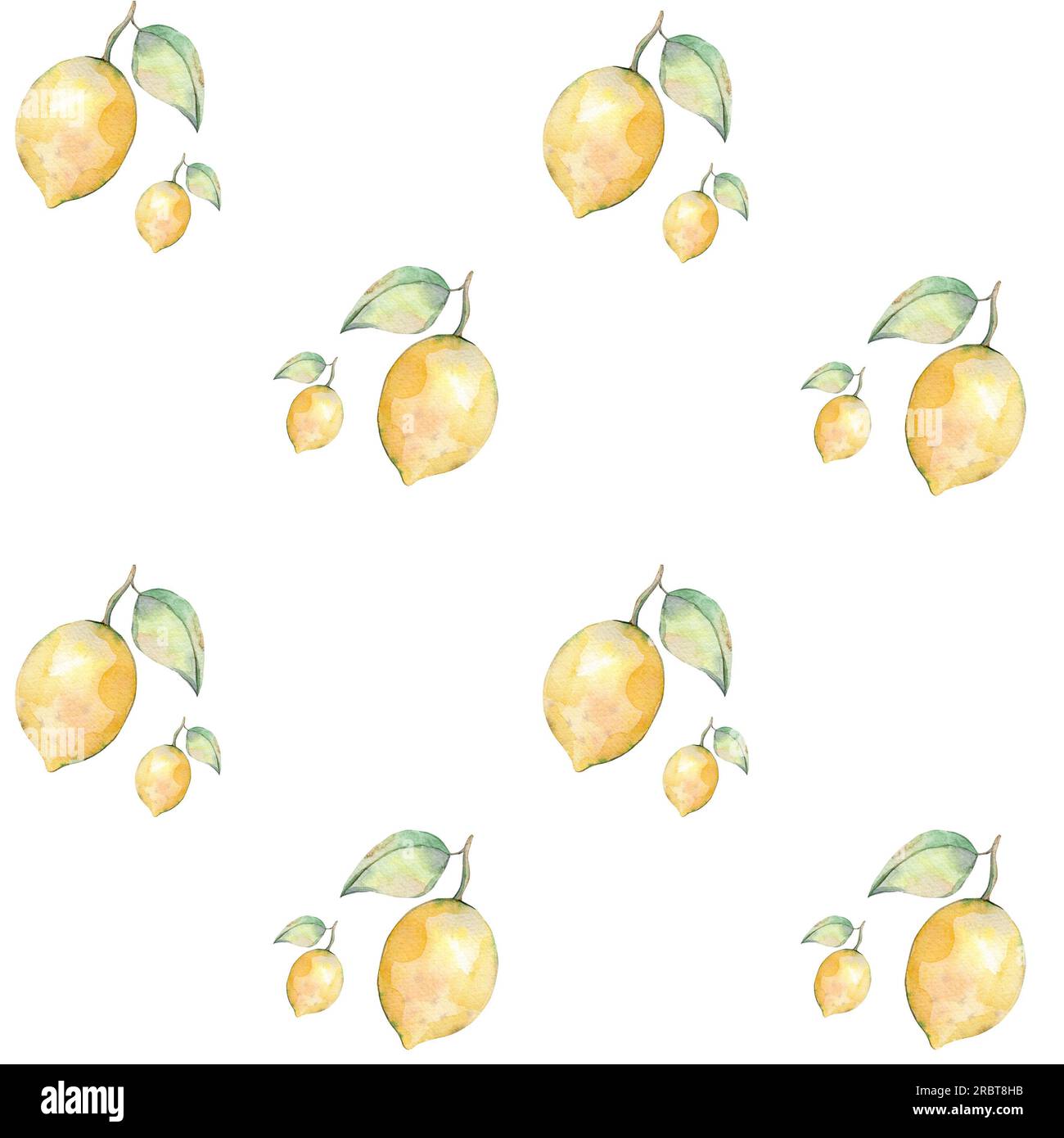 Motivo senza cuciture con limoni. Illustrazione disegnata a mano. Elementi acquerello. Lemon. Contesto Foto Stock