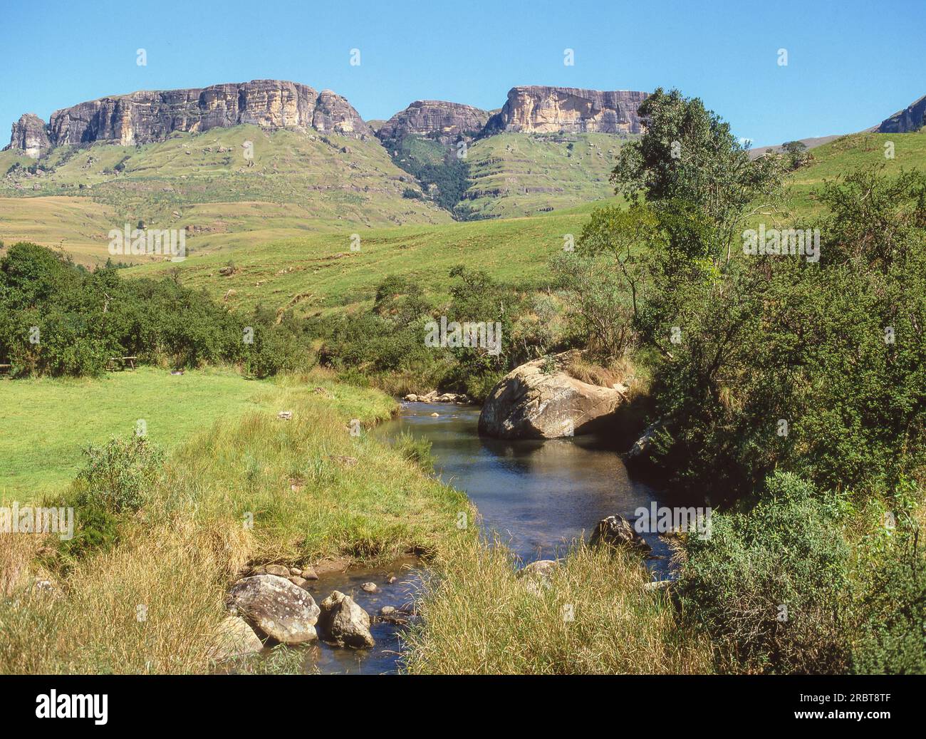 Una piscina di roccia naturale nel Royal Natal National Park - sito Patrimonio dell'Umanità a KwaZulu-Natal in Sud Africa. Foto Stock