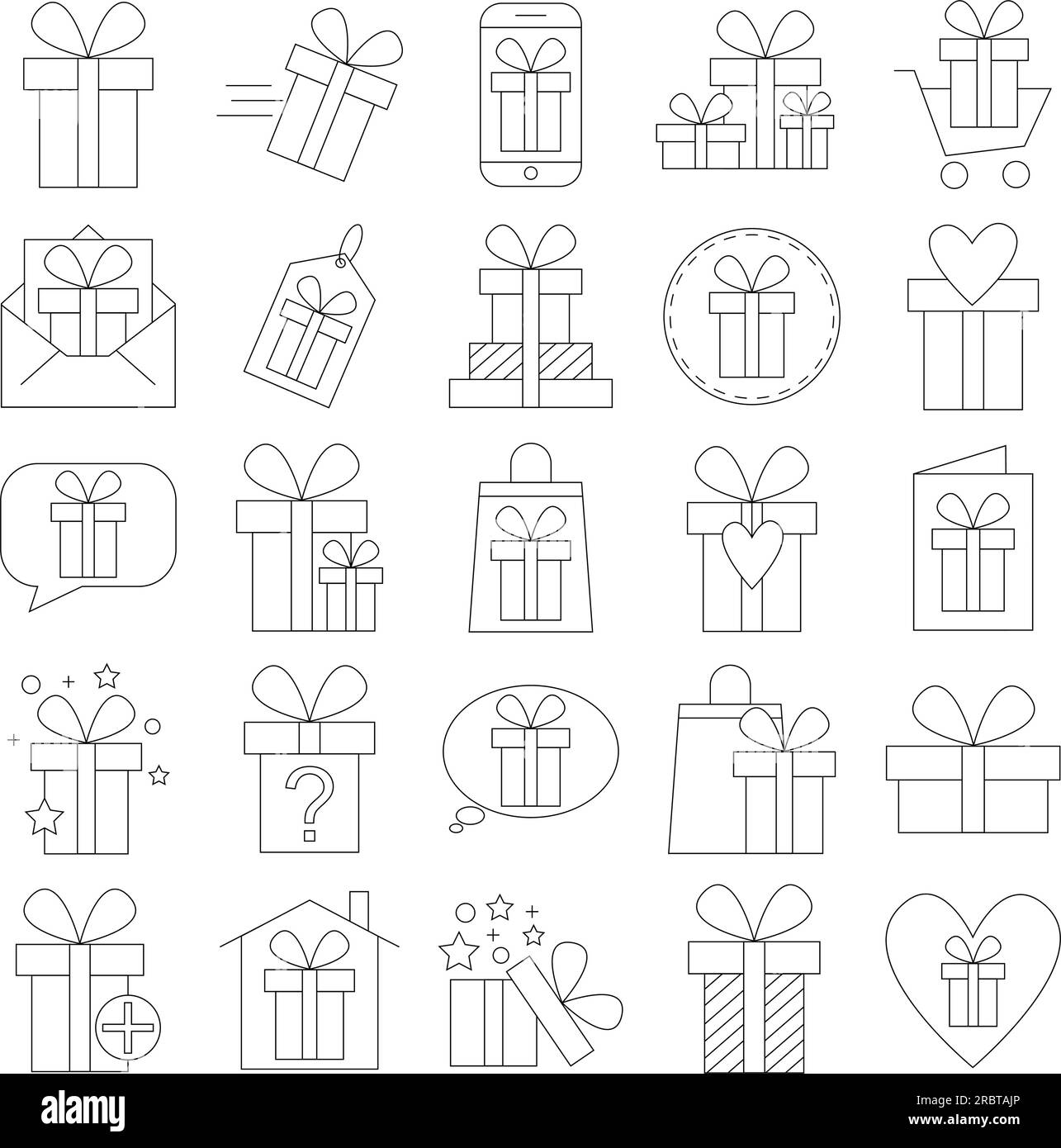 Un semplice set regalo di icone di linea vettoriale collegate. Illustrazione Vettoriale