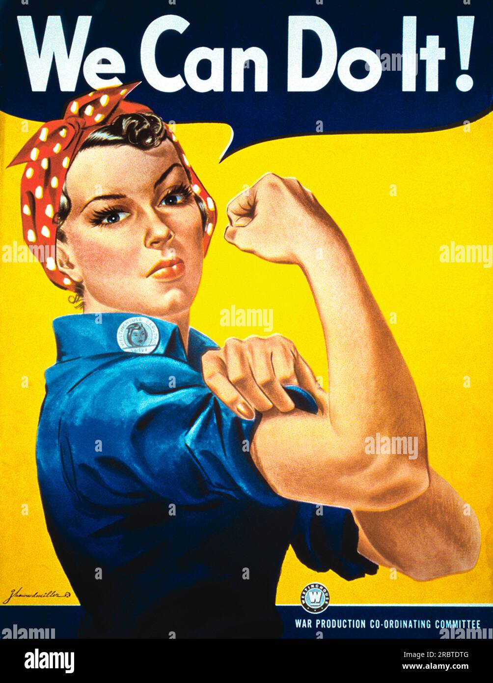 Stati Uniti: 1942 Un poster disegnato da J.Howard Miller per Westinghouse e utilizzato dal War Production Co-ordinating Committee. Foto Stock