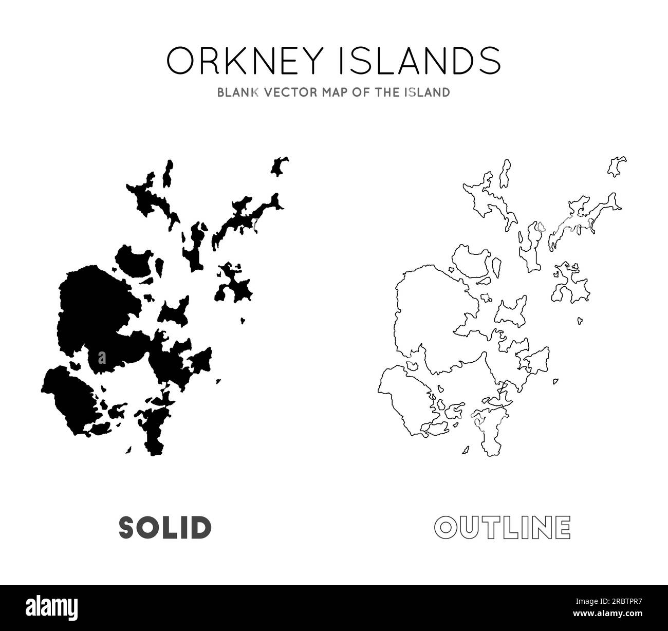 Mappa delle isole Orcadi. Mappa vettoriale vuota dell'isola. Borders of Orkney Islands per la tua infografica. Illustrazione vettoriale. Illustrazione Vettoriale