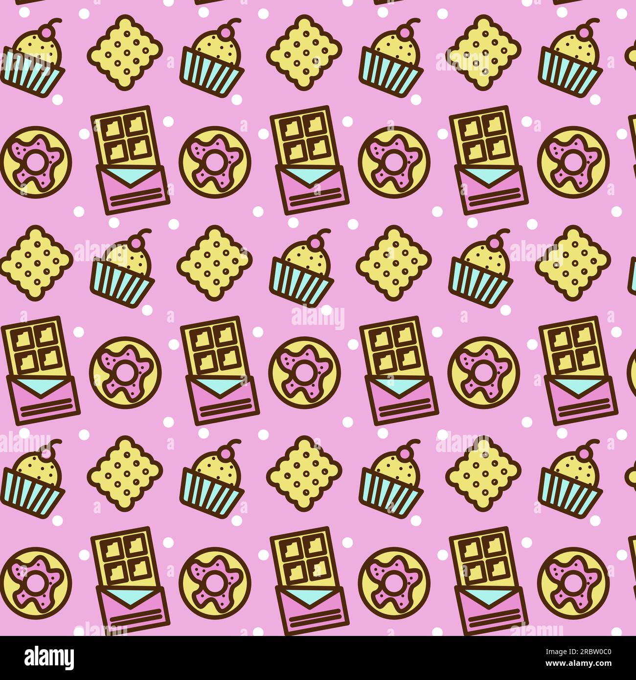 un modello di dolci, biscotti e delizie squisite Illustrazione Vettoriale