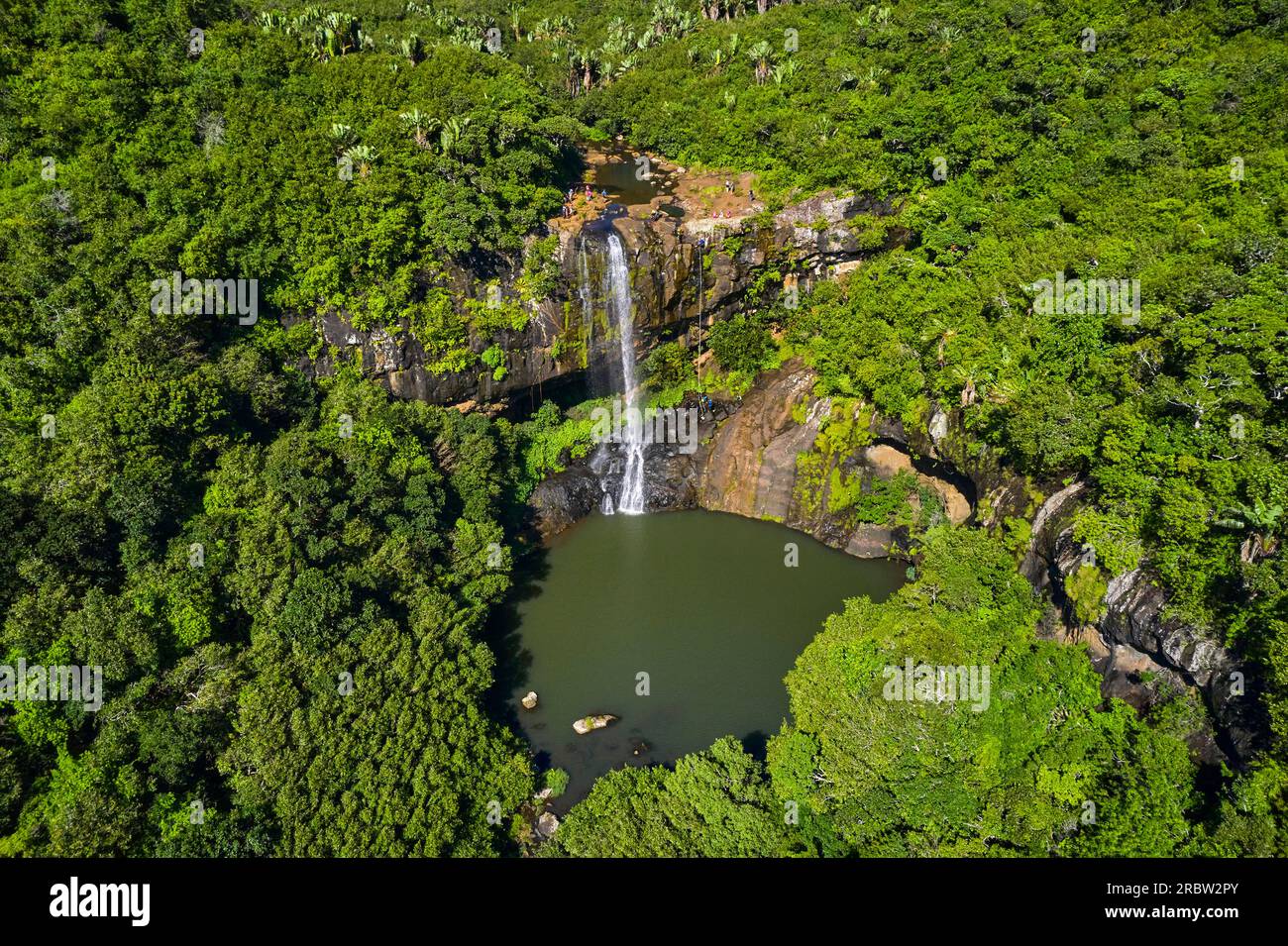 Mauritius, distretto di Plaines Wilhems, Henrietta, le sette cascate del fiume Tamarin Foto Stock