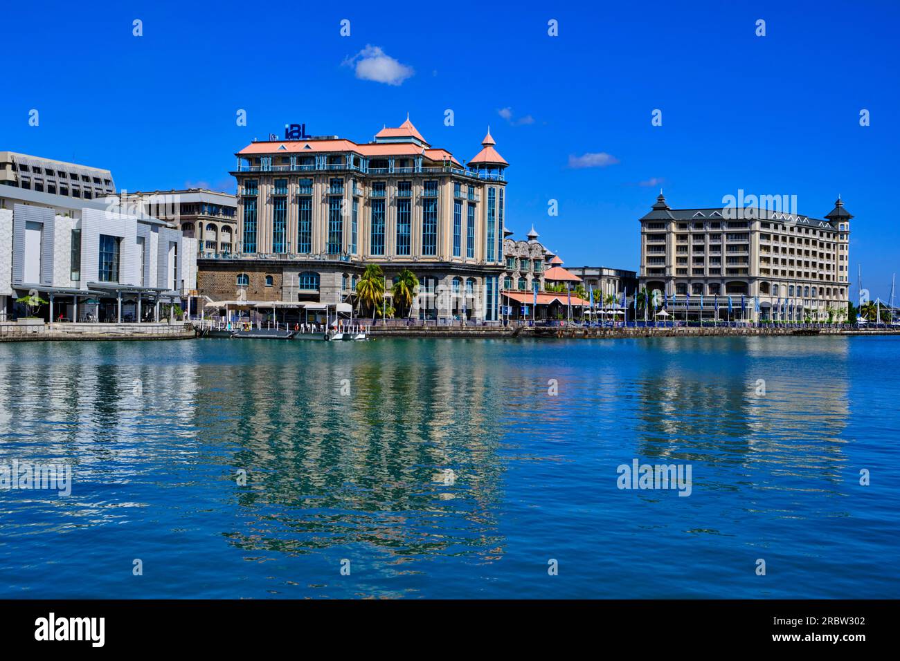 Mauritius, il quartiere di Port-Louis, Port-Louis, il lungomare di Caudan, una delle principali attrazioni turistiche della città Foto Stock