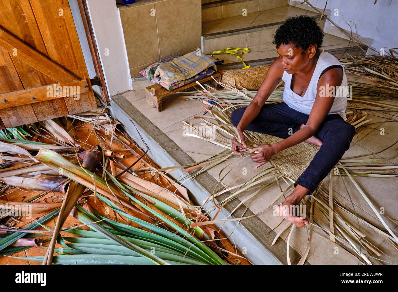 Mauritius, Grand Port District, Old Grand Port, vacoas Weaving Center, Movement for Food Self-sufficiency (MAA) Foto Stock