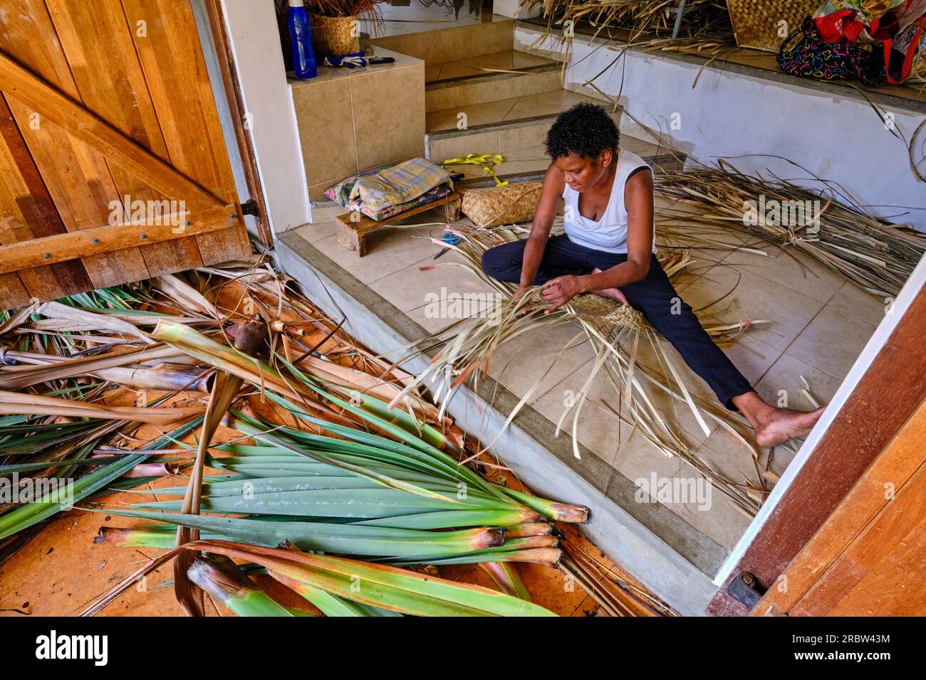 Mauritius, Grand Port District, Old Grand Port, vacoas Weaving Center, Movement for Food Self-sufficiency (MAA) Foto Stock