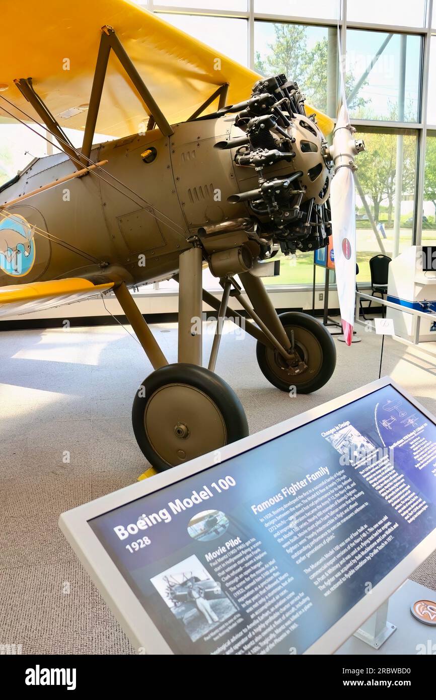 Boeing 100/P-12/F4B 1928 P12 biplano da caccia Museum of Flight Seattle Washington State USA Foto Stock