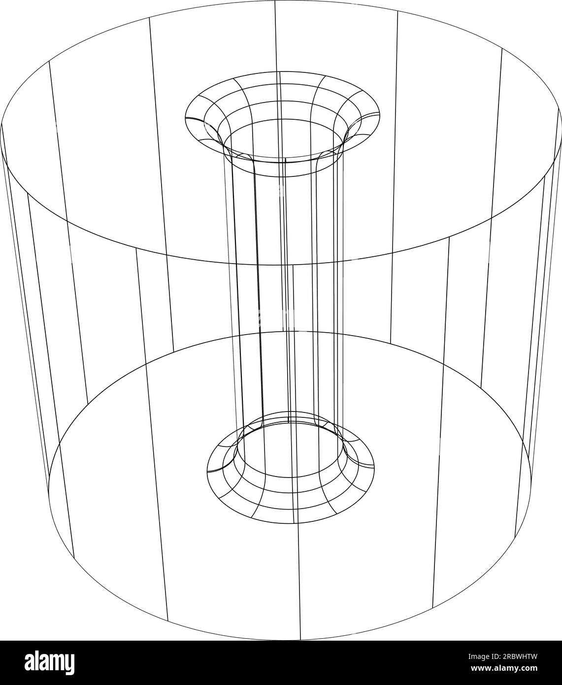Cilindro telaio a reticolo vettoriale Tech. Illustrazione vettoriale linea 3D. Isolato su bianco Illustrazione Vettoriale