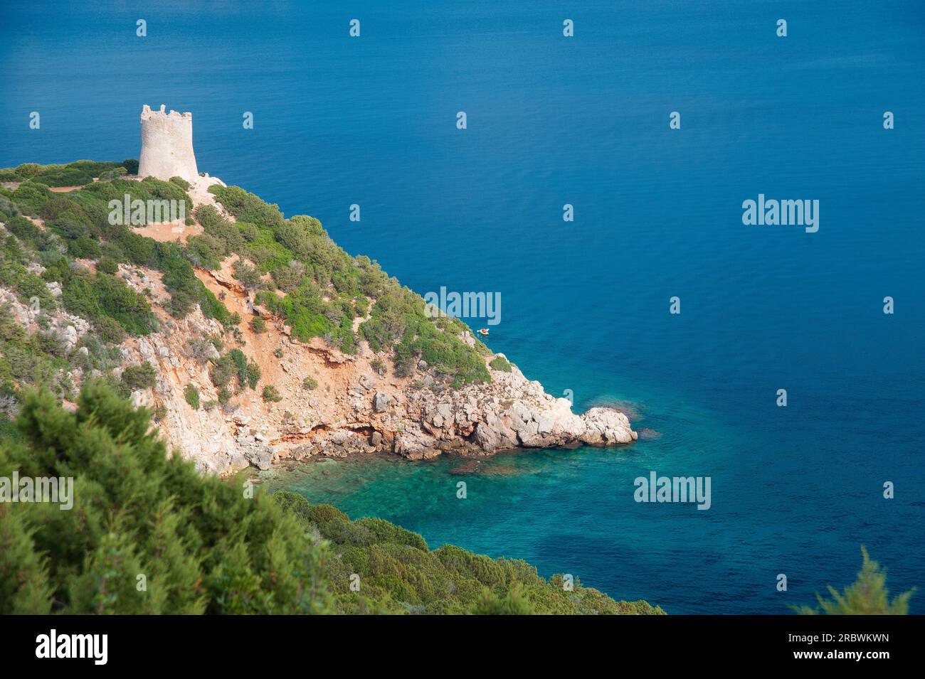 Torre del Buru, Capo caccia, Baia di Porto Conte, Alghero, Sardegna, Italia, Europa Foto Stock