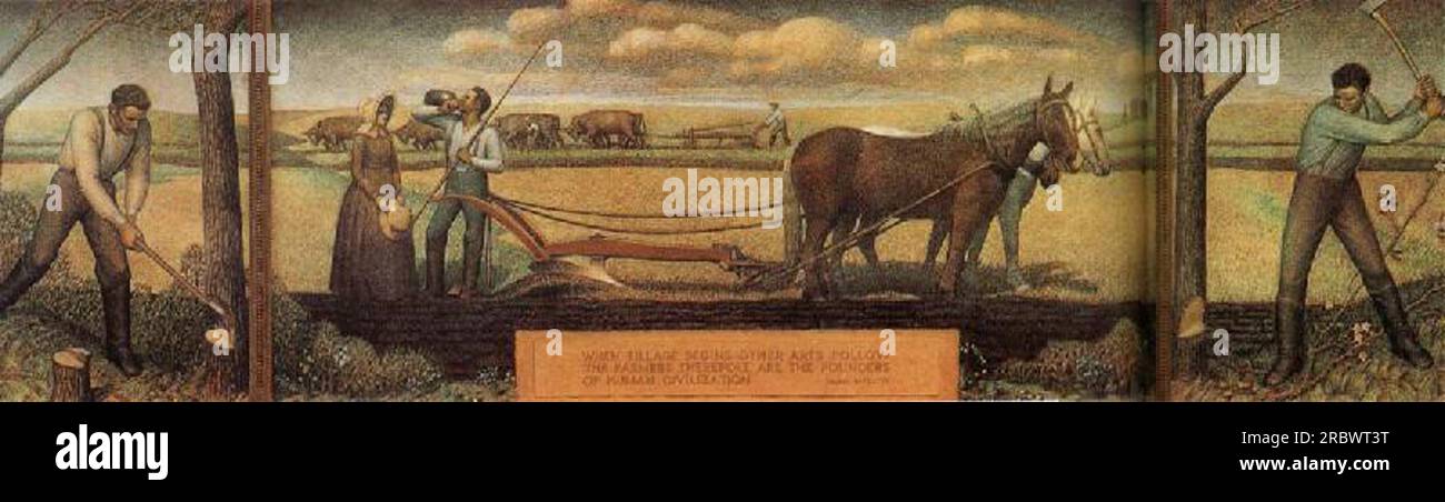 Breaking the Prairie 1936 - 1937; United States by Grant Wood Foto Stock