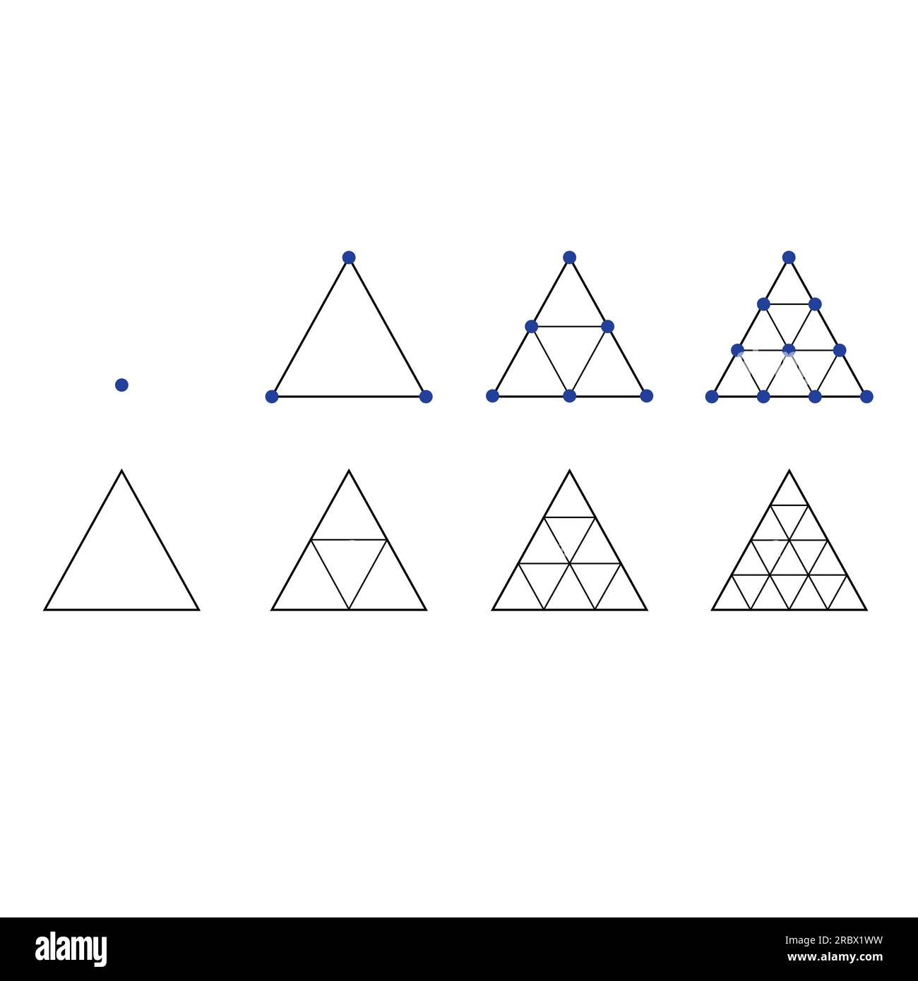 Geometria di base spaventata. forma triangolare geometrica a linea sottile. isolato su sfondo bianco. icona a forma di triangolo. set di simboli vettoriali. Illustrazione Vettoriale