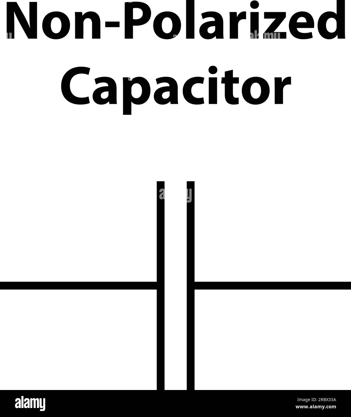 Condensatore polarizzato. simbolo elettronico. Illustrazione dei simboli dei circuiti di base. Simboli elettrici, contenuti di studio di studenti di fisica. circ. elettrica Illustrazione Vettoriale