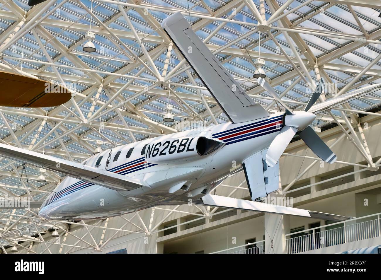 Pionieristica costruzione di materiali compositi Lear fan 2100 Aircraft nella Great Gallery del Museum of Flight Seattle Washington State USA Foto Stock