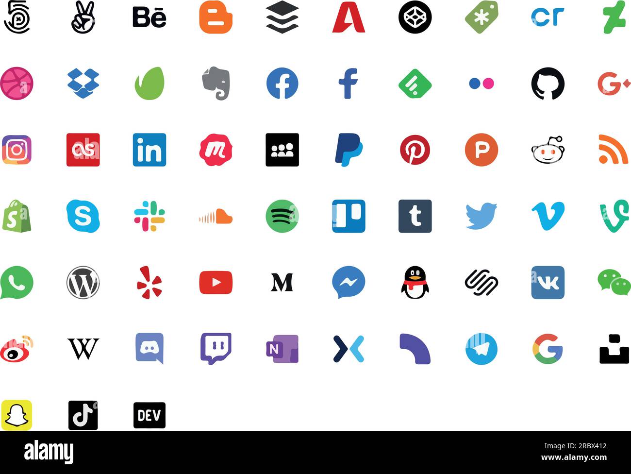 Set di icone dei social media. faceboo,k, twitter, instagram, reddit illustrazione vettoriale. Illustrazione Vettoriale