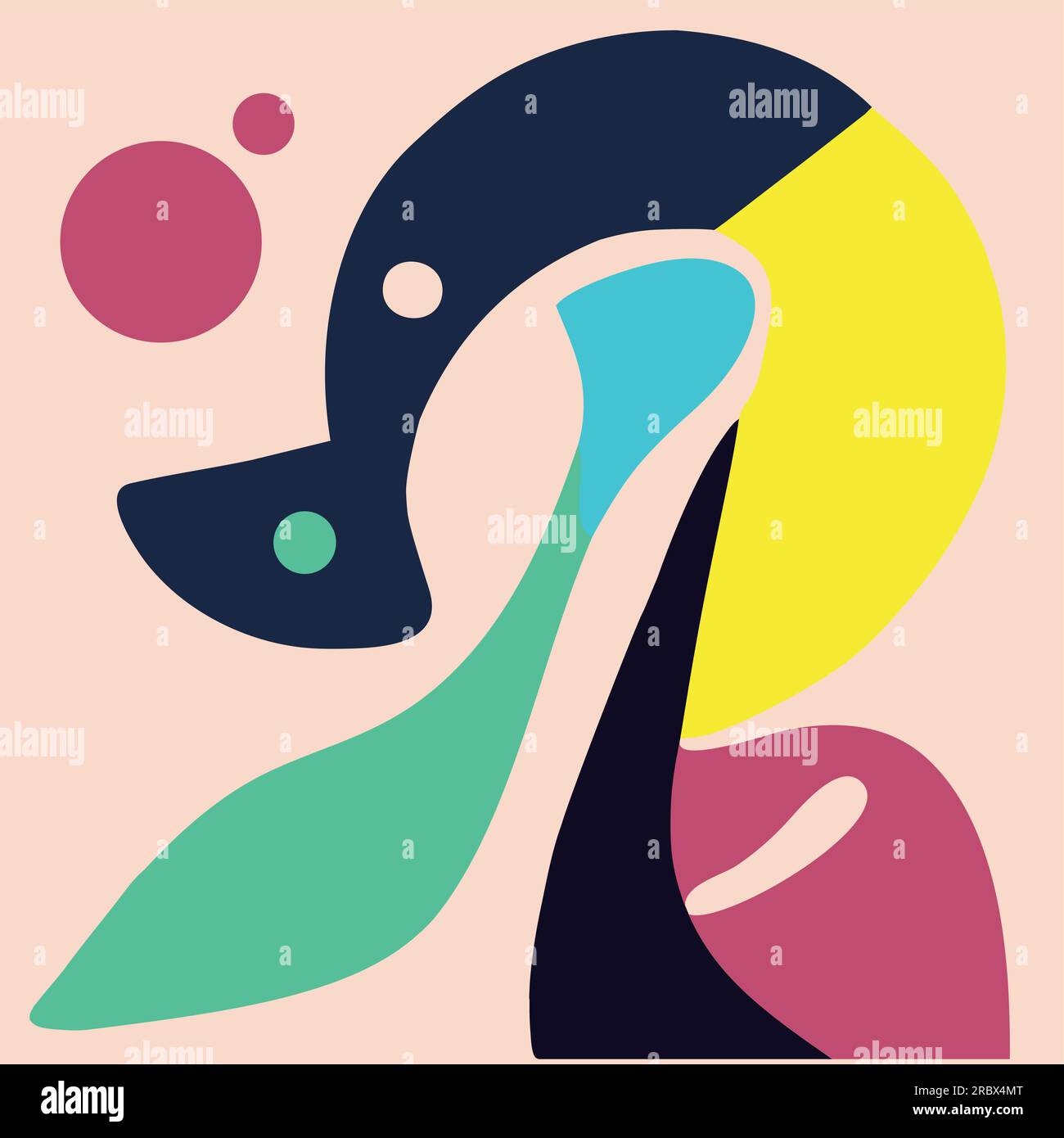 Illustrazione vettoriale Collage di pittura astratta contemporanea - Design piatto arancione rosso beige colori vivaci Illustrazione Vettoriale