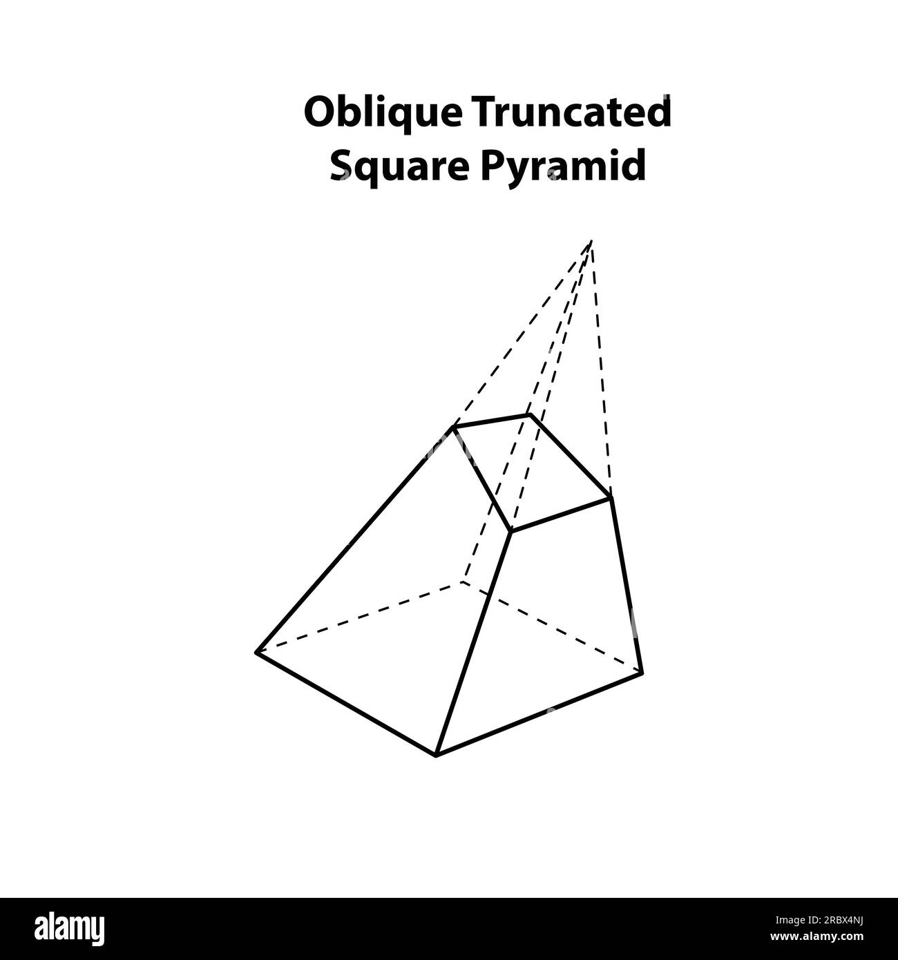 Prisma quadrato troncato obliquo. forme geometriche. Illustrazione vettoriale di isolato su bianco. icona, stampa, progettazione geometrica. Illustrazione Vettoriale