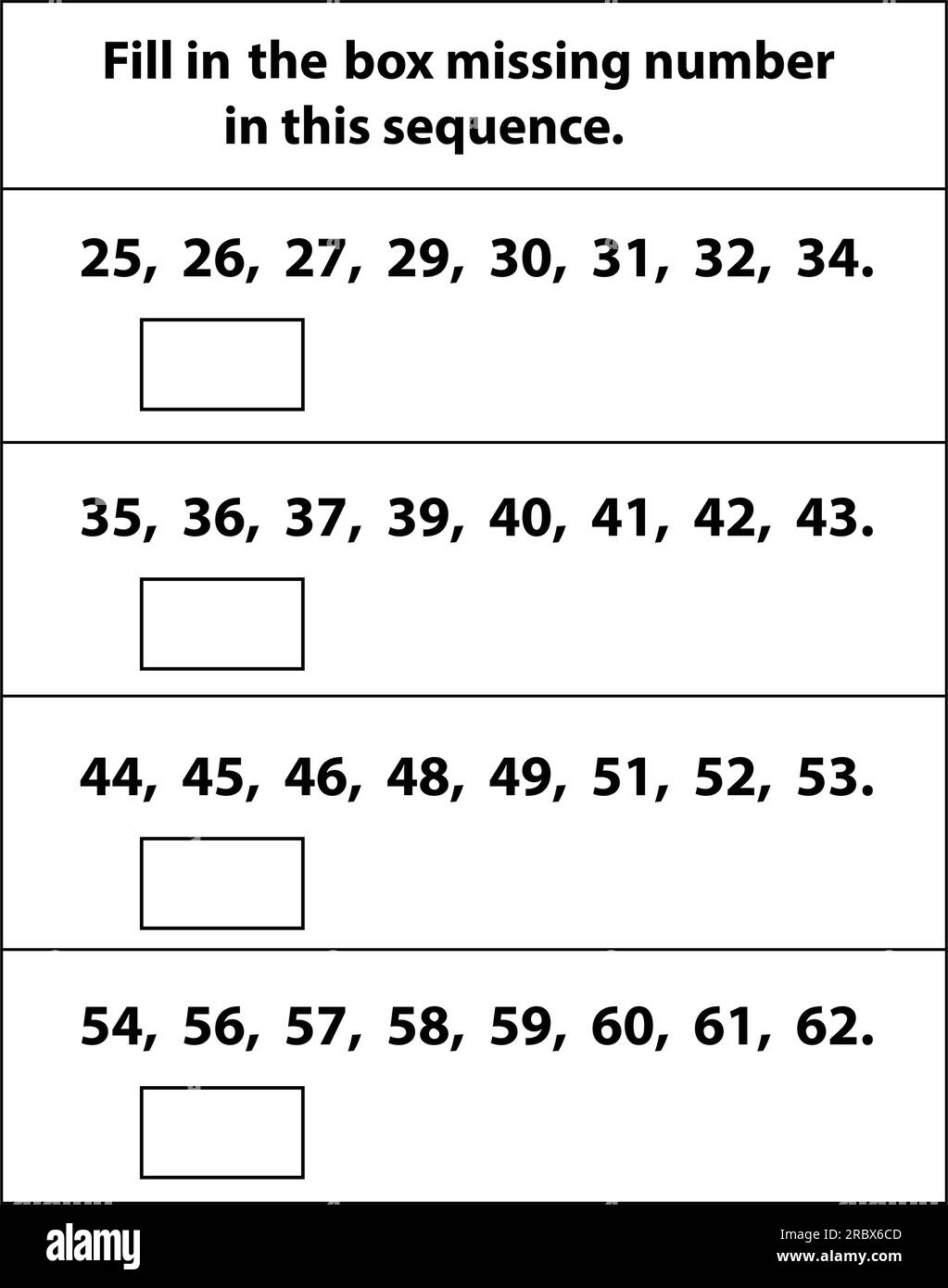 Digitare il foglio di lavoro numero mancante. numeri mancanti. Compilare la casella. Matematica su sfondo bianco. Illustrazione grafica vettoriale. apprendimento di base dei bambini. Illustrazione Vettoriale