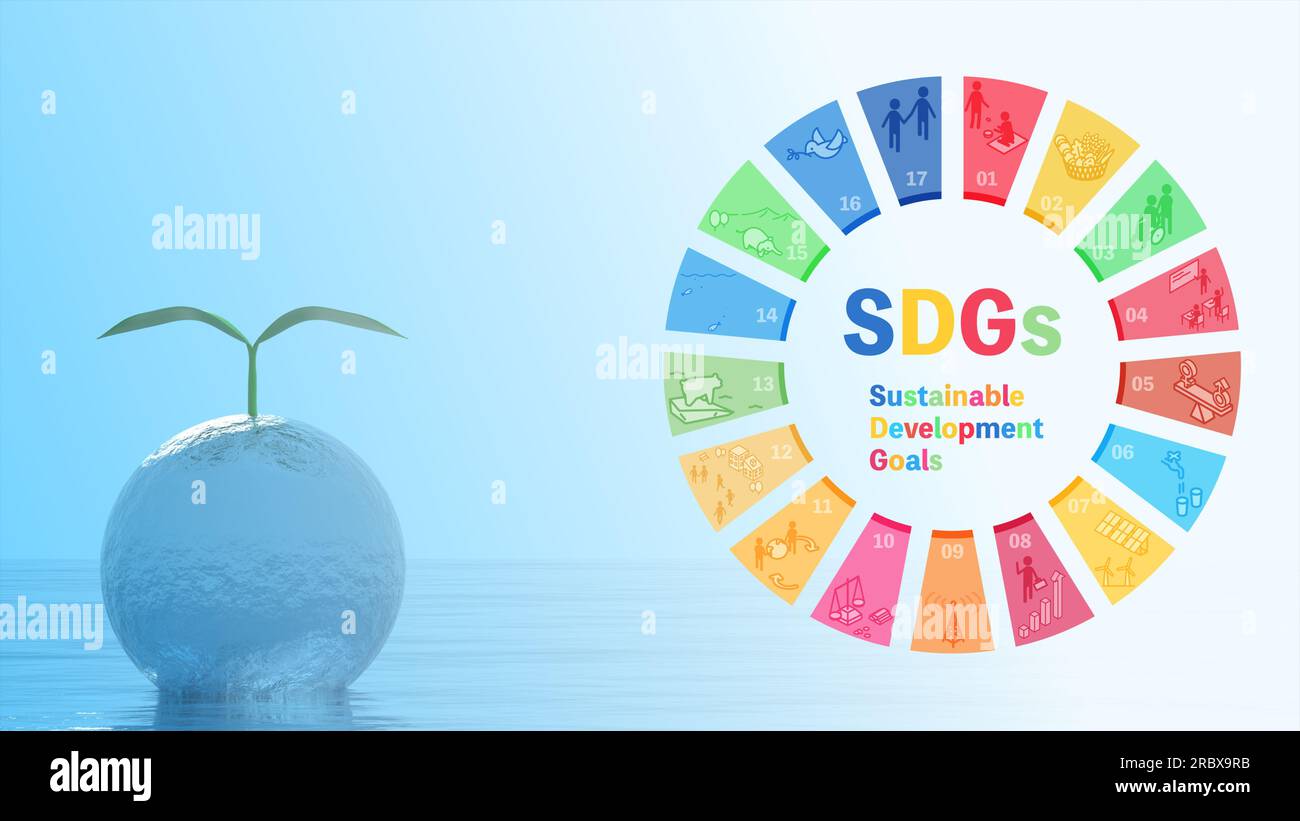 Icone immagine SDG e immagini di conservazione e ripristino della natura. Foto Stock