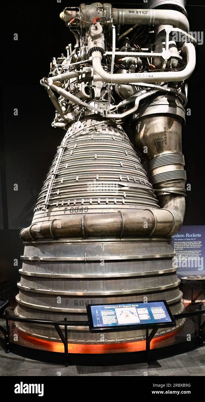Il motore a razzo Saturn V Rocketdyne F-1 nel Museum of Flight Tukwila Seattle, Washington State USA Foto Stock