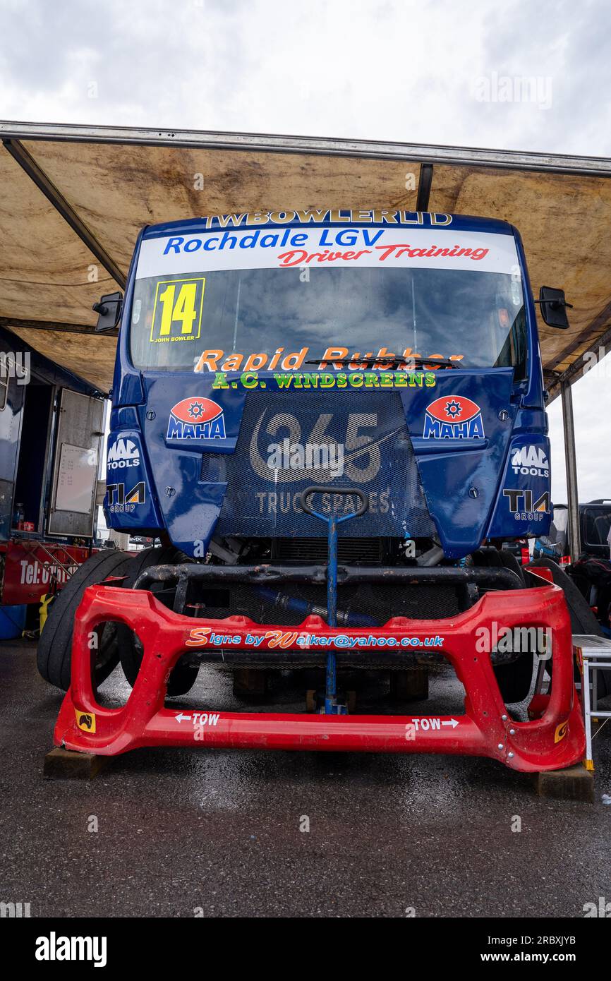 Andover, Regno Unito. 9 luglio 2023. Gara 3 durante il British Truck Racing Championship al Thruxton Circuit di Andover, Regno Unito, il 9 luglio 2023. Foto di Chris Williams. Solo per uso editoriale, licenza necessaria per uso commerciale. Nessun utilizzo in scommesse, giochi o pubblicazioni di un singolo club/campionato/giocatore. Credito: UK Sports Pics Ltd/Alamy Live News Foto Stock