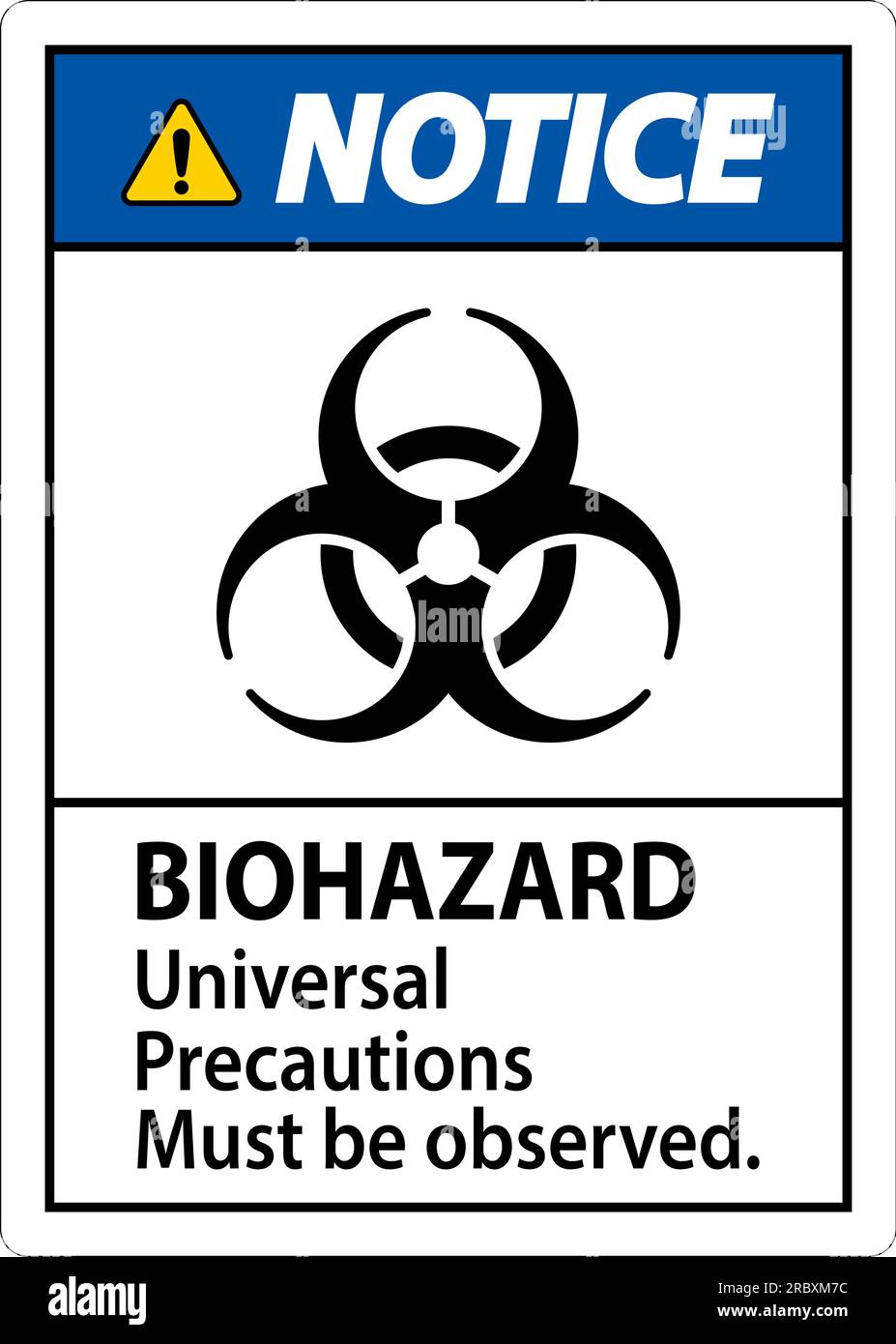 Etichetta di avviso di rischio biologico osservare le precauzioni universali relative al rischio biologico Illustrazione Vettoriale