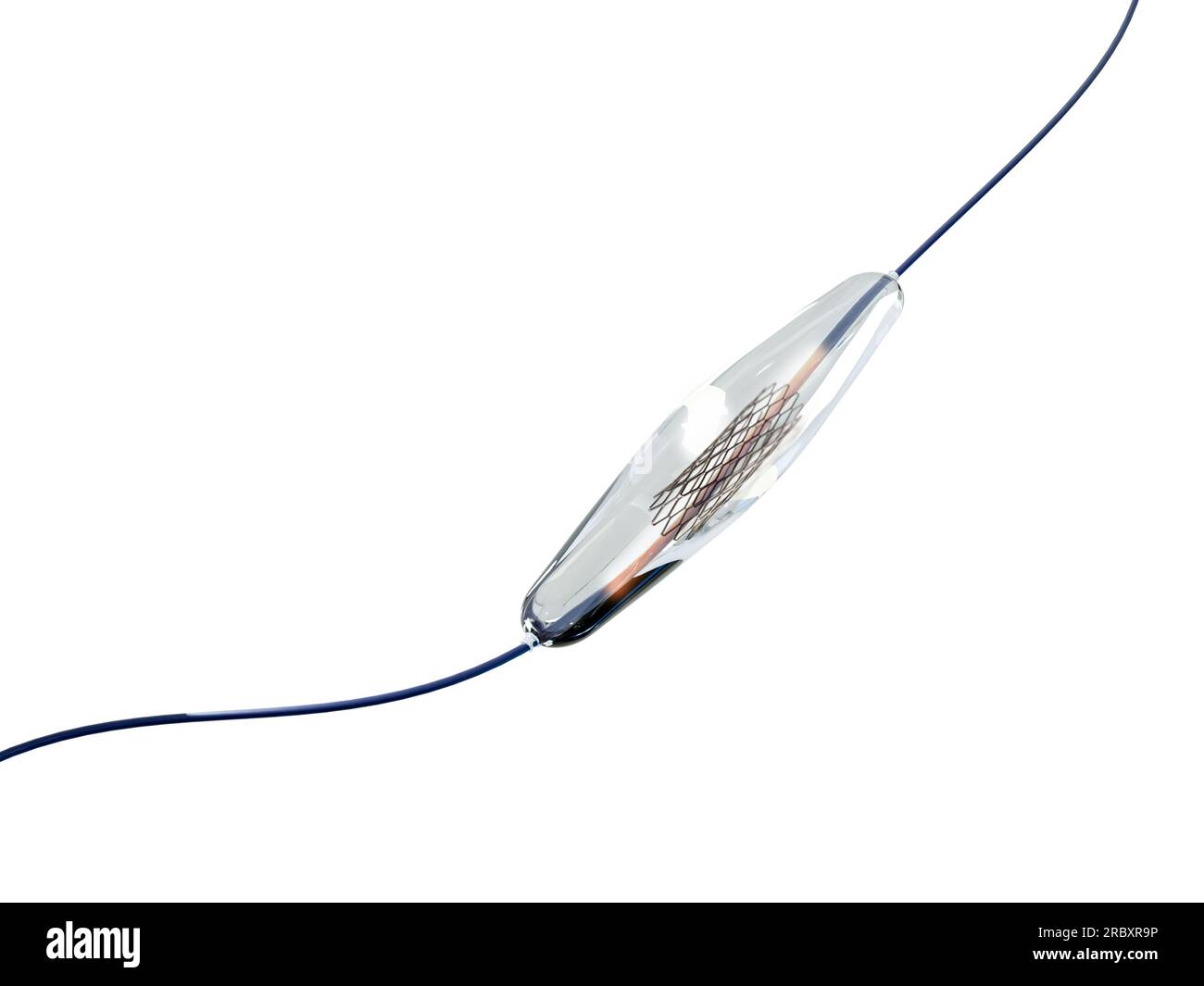 Mesh Metal nitinol stent auto-espandibile rendering 3D per chirurgia endovascolare isolato su sfondo bianco. Tracciato di ritaglio. Foto Stock