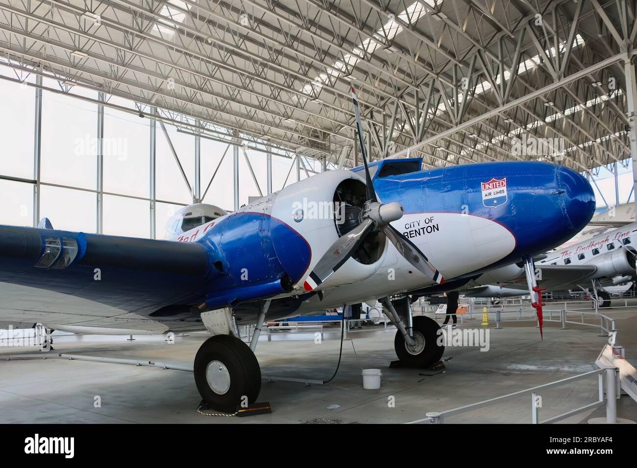 Boeing 247D primo aereo di linea moderno il Museum of Flight Seattle Washington State USA Foto Stock