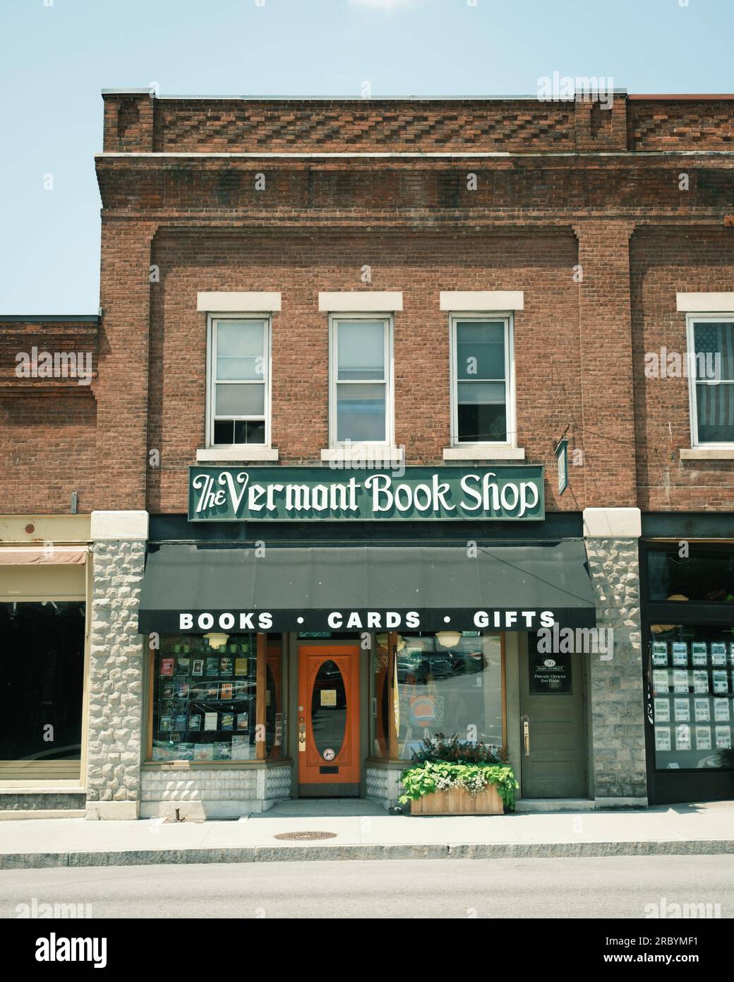 L'insegna vintage del Vermont Book Shop, Middlebury, Vermont Foto Stock