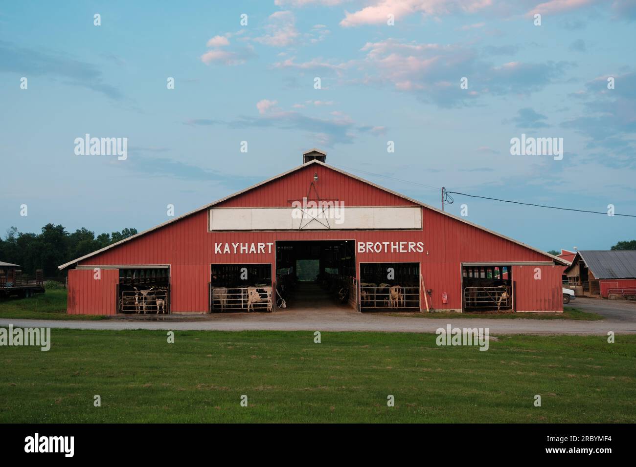 Kayhart Brothers Farm Red Barn, Addison, Vermont Foto Stock