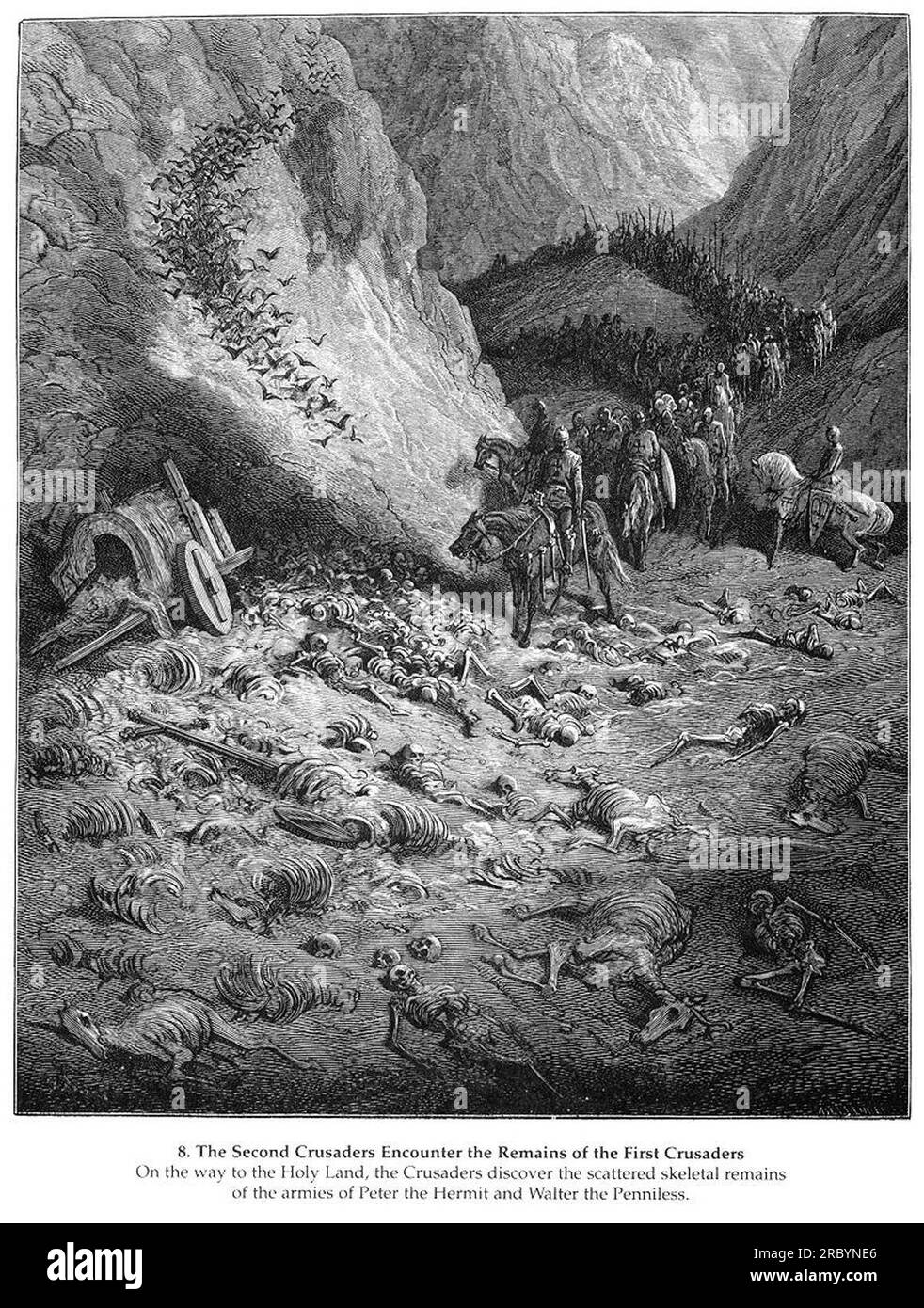 L'esercito della seconda crociata trova i resti dei soldati della prima crociata 1877 di Gustave Dore Foto Stock