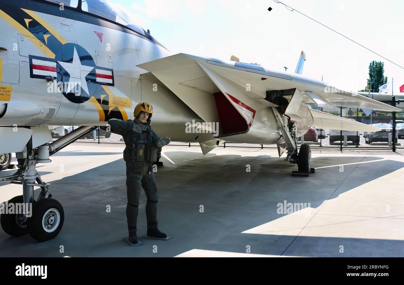 Grumman F-14A Tomcat Aircraft carrier caccia a reazione di superiorità aerea il Museum of Flight Seattle Washington State USA Foto Stock