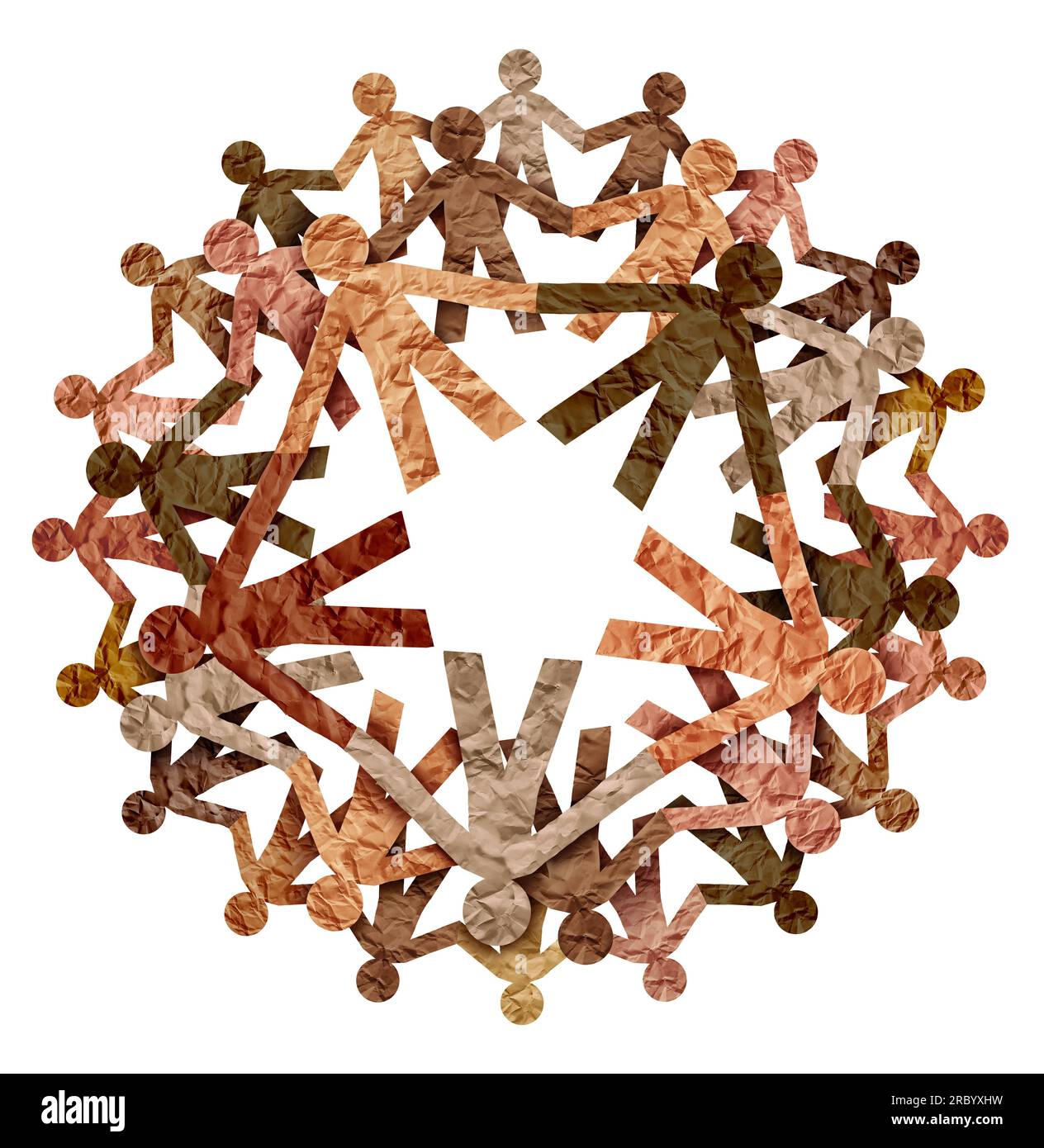 Società multiculturale e multiculturalismo con gruppi etnici e unità globale o diversità del mondo e giornata della terra cultura internazionale come concetto Foto Stock
