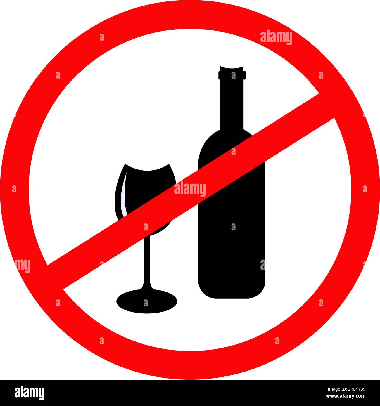 Non bere il simbolo o il simbolo dell'alcol il logo vettoriale o l'icona con un bicchiere di bottiglia di vino Illustrazione Vettoriale