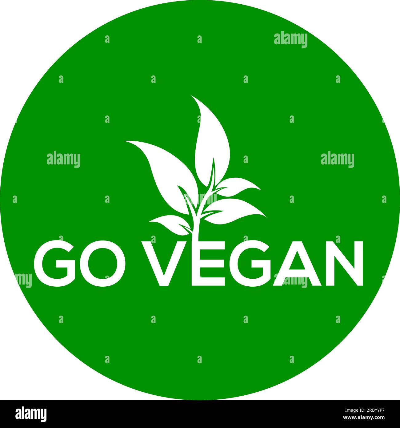 Logo o icona vettoriale Go vegan, logo Go vegan su sfondo verde Illustrazione Vettoriale