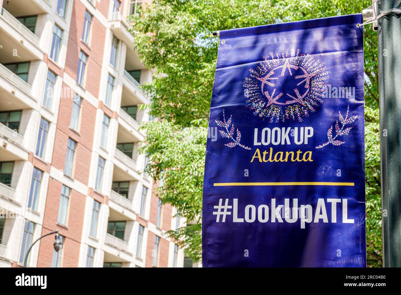 Atlanta Georgia, banner promozionale, guarda in alto Foto Stock