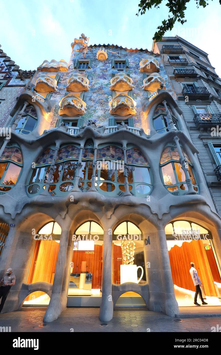 Barcellona, Spagna, giugno 2023, Casa Batllo, Barcellona, Spagna, dettaglio architettonico, luogo turistico Foto Stock