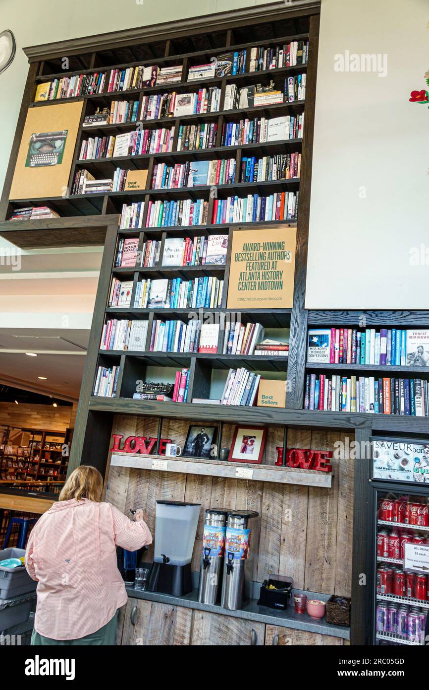 Buckhead Atlanta Georgia, Atlanta History Center, Brash Coffee all'interno della caffetteria interna, libreria di libri Foto Stock