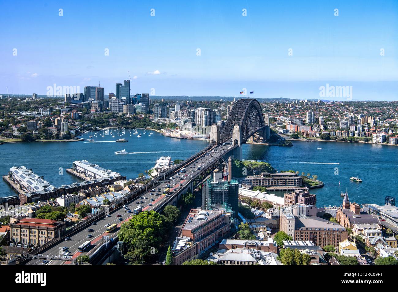 Vista aerea Bridge North Sydney e Lavendar Bay Australia Foto Stock