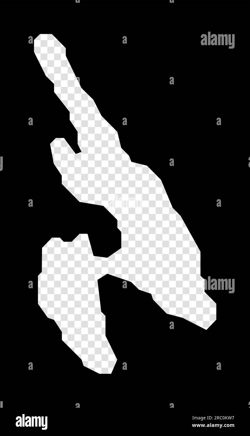 Mappa stencil di Ko Phi Phi. Mappa dell'isola semplice e minimamente trasparente. Rettangolo nero con forma di taglio dell'area. Illustrazione vettoriale di raffreddamento. Illustrazione Vettoriale