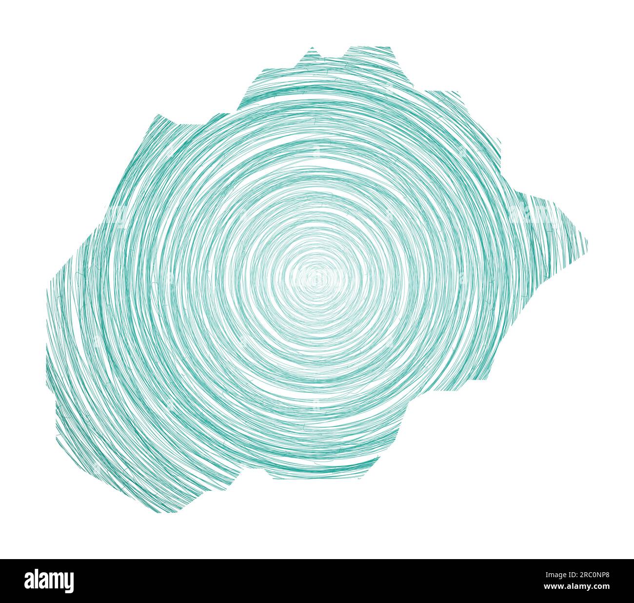 Mappa di Alegranza piena di cerchi concentrici. Disegna cerchi di stile a forma di isola. Illustrazione vettoriale. Illustrazione Vettoriale