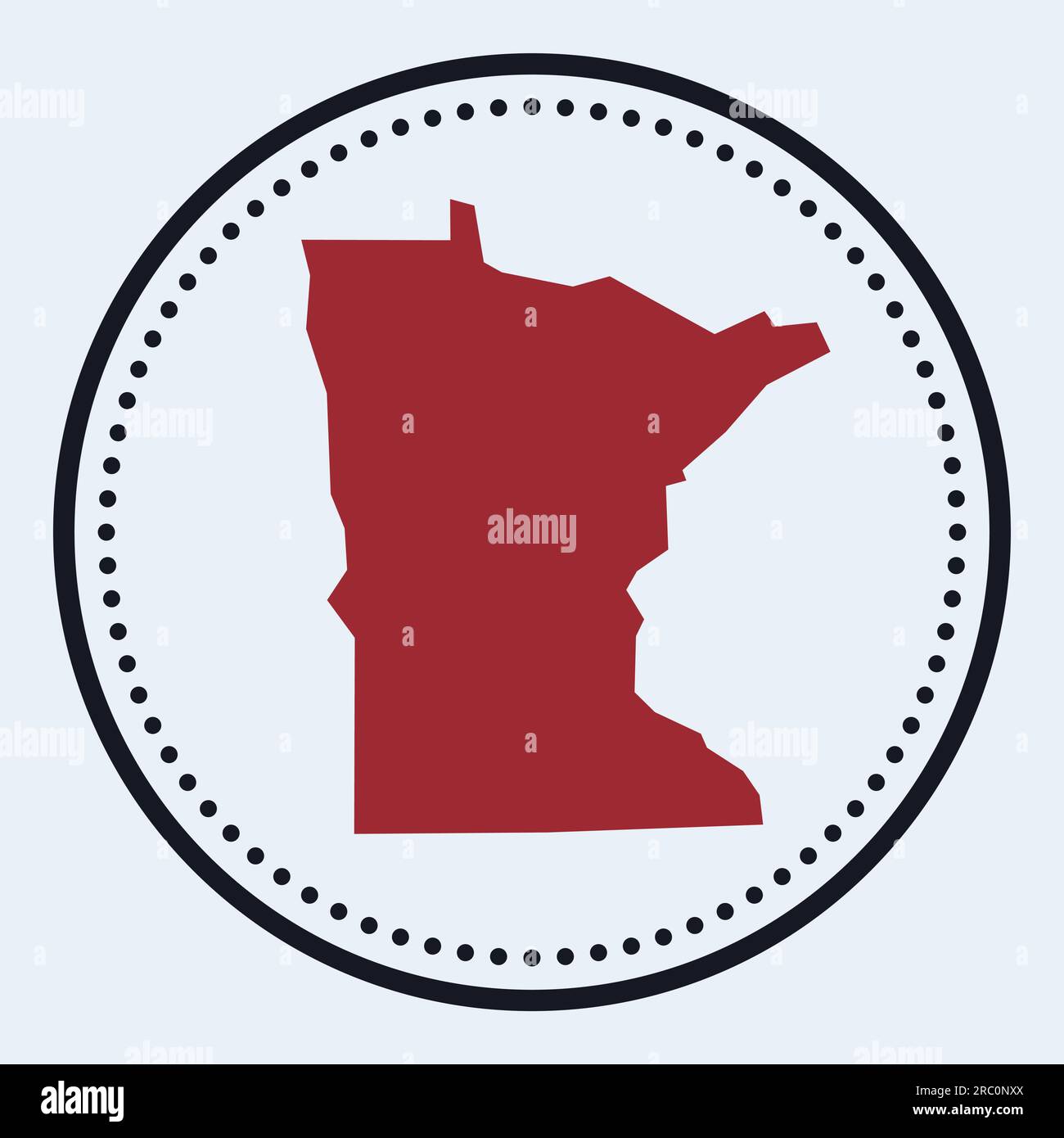 Francobollo rotondo Minnesota. Logo rotondo con mappa e titolo dello stato degli Stati Uniti. Elegante distintivo minimal Minnesota con mappa. Illustrazione vettoriale. Illustrazione Vettoriale