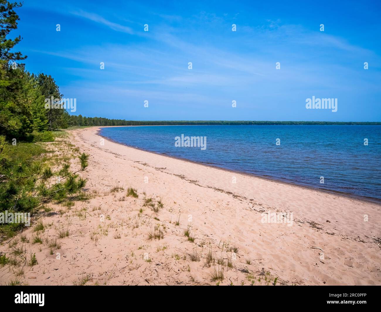 La spiaggia del lago Superior nel Big Bay State Park su Madeline Island nell'Apostle Islands National Lakeshore nel Wisconsin USA Foto Stock