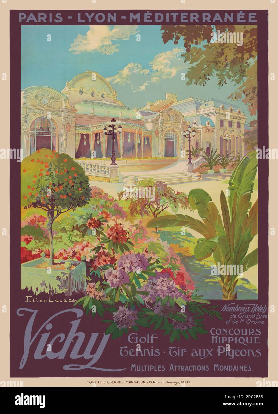 Vichy. Parigi - Lione - Méditerranée di Julien Lacaze (1886-1971). Poster pubblicato nel 1925 in Francia. Foto Stock