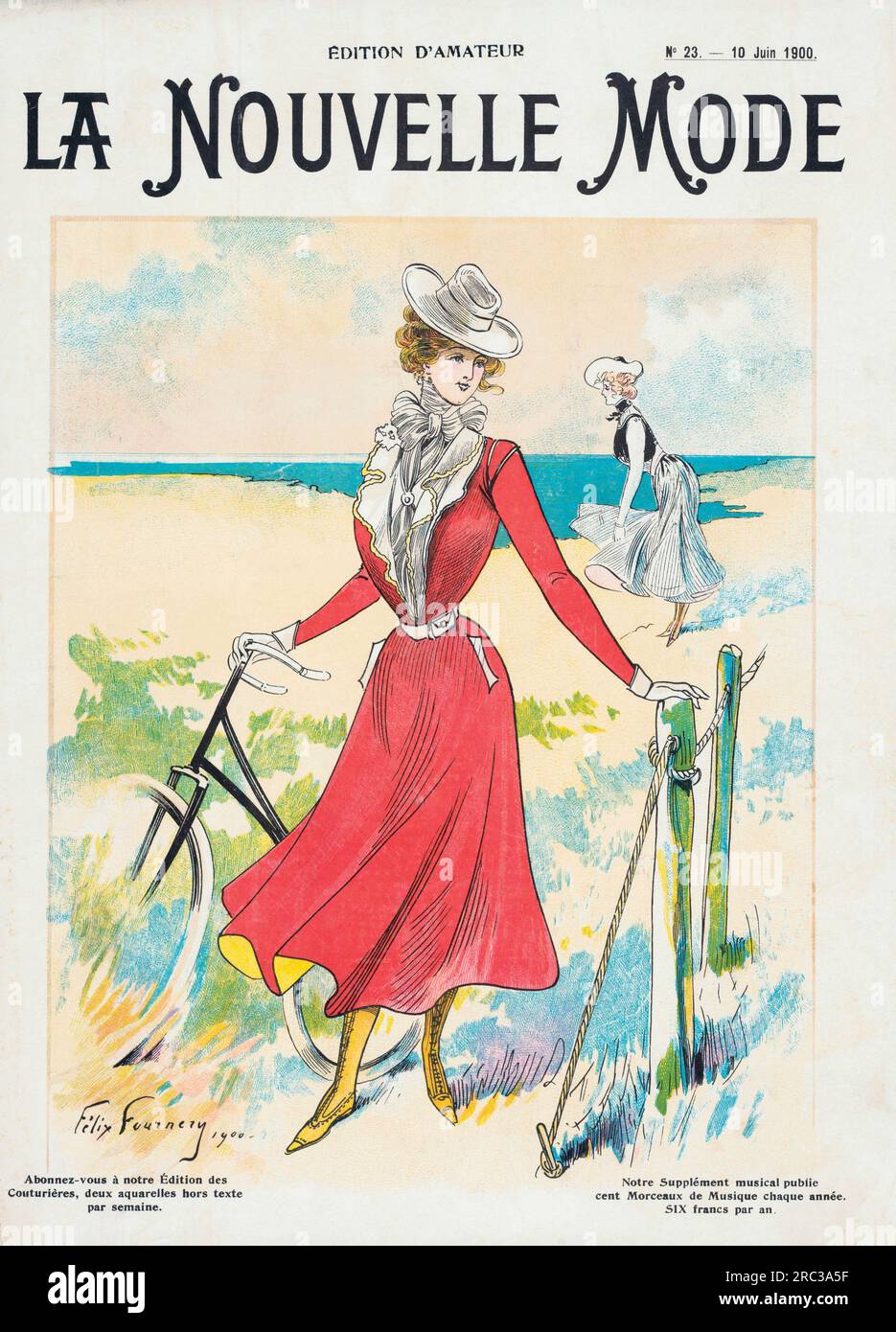 Copertina della rivista di moda francese la Nouvelle Mode, 10 giugno 1900. Illustrazione dell'artista e illustratore francese Felix Fourney, 1865 - 1938. Foto Stock